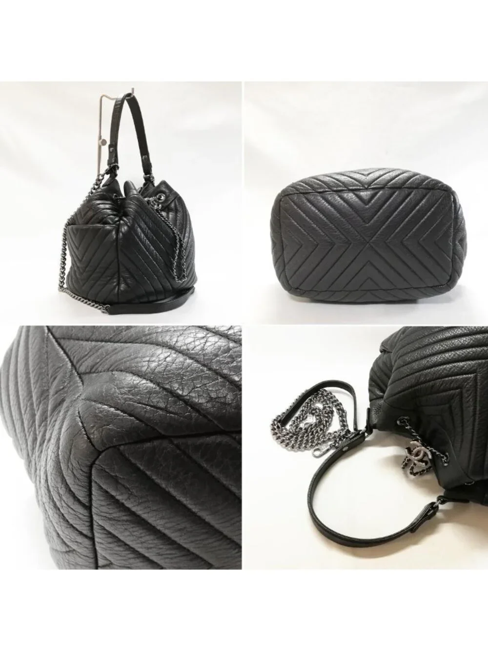 Chanel Lambskin Quilted Stitch Drawstring Shoulder